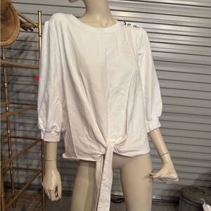 Karl Lagerfeld Paris White Signature Top Sweatshirt Size L 3/4 SLEEVE
No flaws